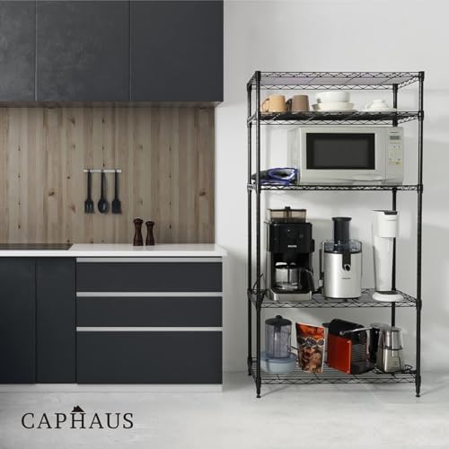CAPHAUS NSF Black Adjustable Shelf Wire Shelving Unit w/Liner, Basement Stora...