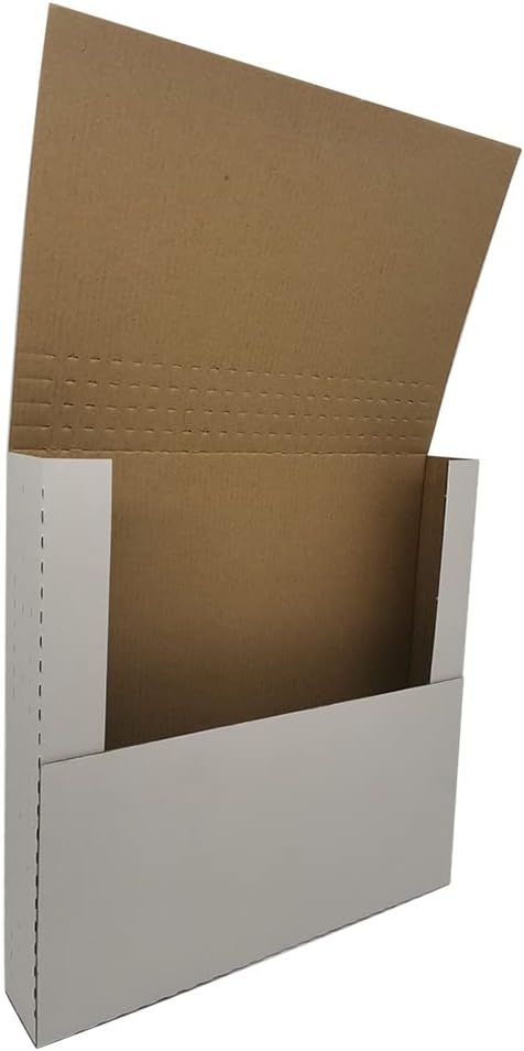 50 Pack 12‘’ Vinyl Record Mailers, 12.5x12.5x2'' Easy-Fold Height adjustable Box Mailers, for Shipping Mailing 12 inch Lp Album, Corrugated Cardboard, White (W1212E50)
