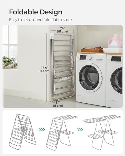 SONGMICS Clothes Drying Rack, Foldable 2-Level Stee Laundry Drying Rack