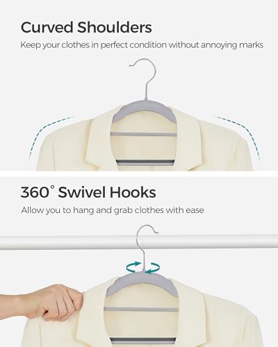 SONGMICS Pack of 50 Coat Hangers, Space-Saving Plastic Clothes Hangers