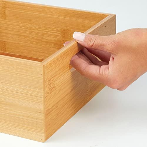 mDesign Kitchen Storage Box - Large Wooden Box with Handles - Bamboo Kitchen ...