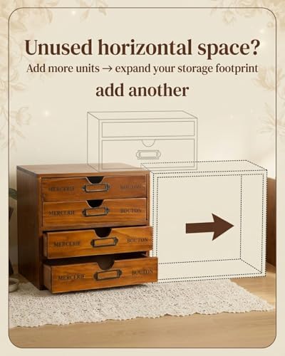 Modular Stackable Apothecary Cabinet 4 Drawer Desk Organizer - Retro Library ...