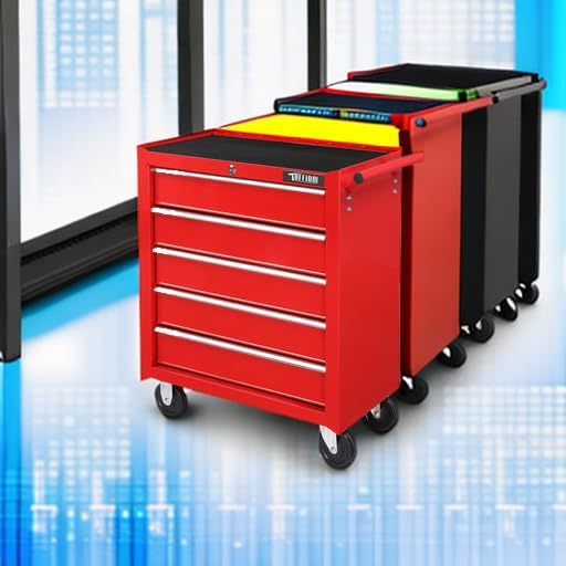 TUFFIOM 5-Drawer Rolling Tool Chest w/Drawers & Lock, Tool Storage Cabine...