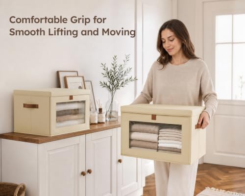 Homsorout Storage Bins with Lids - Closet Organizer with Front Opening