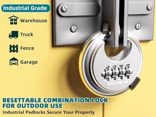 4 Digit Combination Disc Padlock, Silver, 4Pcs