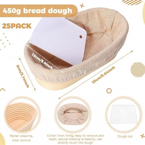 Gejoy 25 Sets Bread Proofing Baskets Bulk 10 Inch Banneton Dough Proofing Bow...