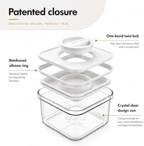 Neoflam Smart Seal Airtight Food Storage Containers Set of 3, 1.75L Pantry Co...