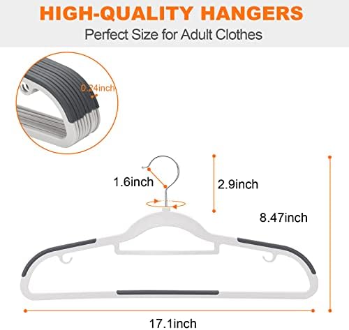 Plastic Hangers 50 Pack, Non Slip Slim Clothes Hangers