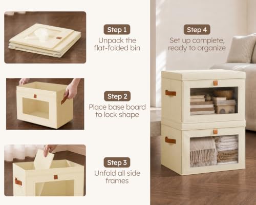 Homsorout Storage Bins with Lids - Closet Organizer with Front Opening