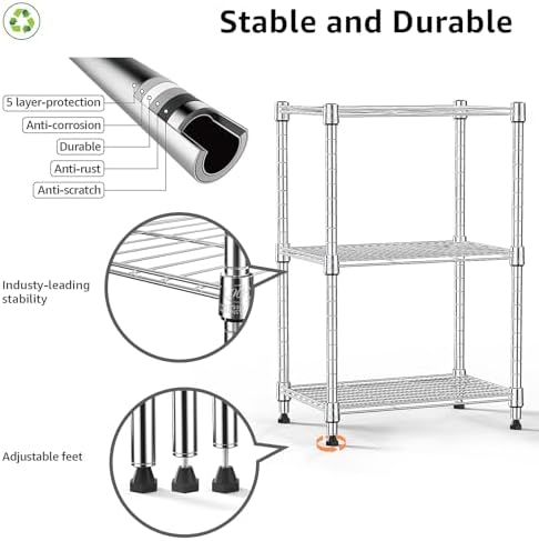 M MZG 2 PCS Wire Storage Shelving, 3-Tier（(11.8" D x 17.7" W x 26.3...