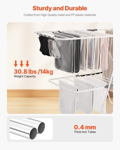VEVOR Clothes Drying Rack, 2-Tier Foldable Laundry Dryer Rack with Sock Clips...