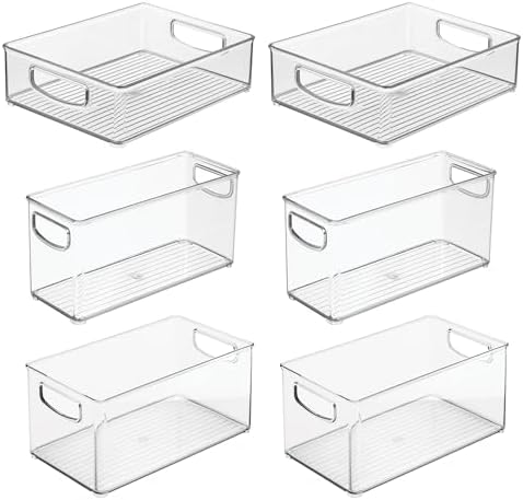 iDesign Stackable Pantry Bins, 2 Small, 2 Medium, and 2 Large Bins, 6 Pack, C...