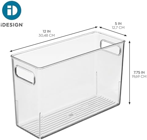 iDesign Tall Plastic Storage Bin with Handles, Set of 4, Clear