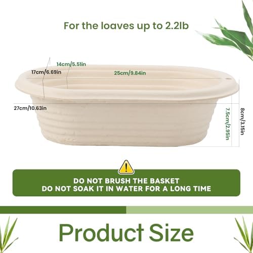 10" Oval Pulp Bread Proofing Basket 6-Pack + 30 Liners Sourdough Banneton