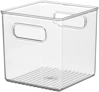 iDesign Storage Bin with Handles, Cube Organizer, Set of 4, Clear