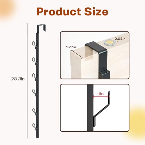 Over The Door Hooks 2 Pack,12 Heavy Duty Towel Rack All Metal Coat Hanger for...