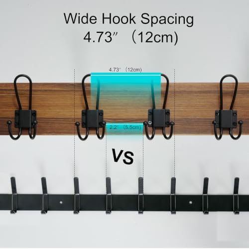 WEBI Rustic Coat Rack Wall Mount,17" Coat Hooks Wall Mounted,Fit 16&quot...