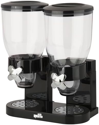 ZevrO Dry Food & Cereal Dispenser, 4.4 Cups, Black, Original Dual