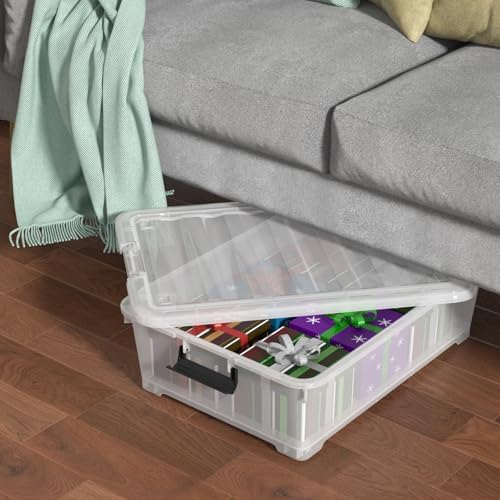 25 Quart Clear Plastic Underbed Storage Bins with Wheels, 4 Packs