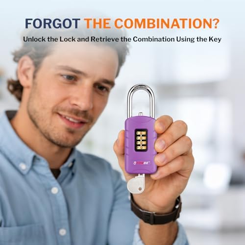 Forge 4-Digit Combination Padlock with Backup Keys, Recover Forgotten Code, W...