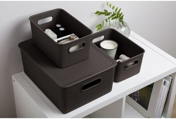 Decorative Plastic Basket Lidded Home Storage Bins Organizer Baskets, Large B...