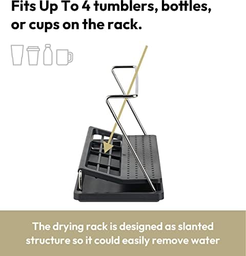 carrotez Bottle Drying Rack with Drain Tray, Black