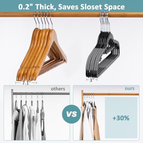 Tonswachic Coat Hanger 50 Pack, Space Saving Plastic Clothes Hanger, Black