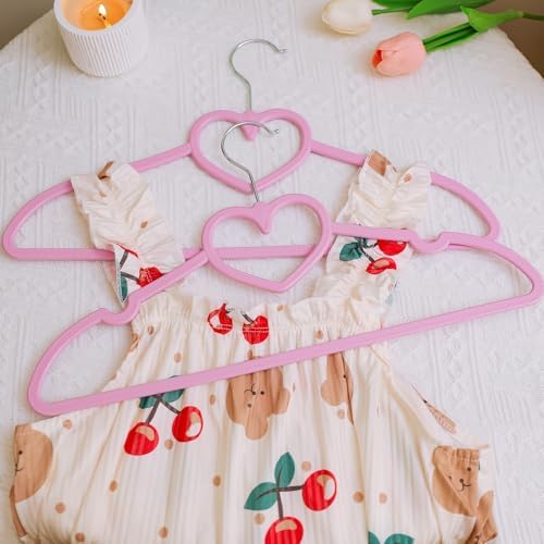 Plastic Hangers 50 Pack, Cute Clothes Hanger Ultra Thin Space Saving - Pink C...