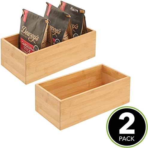 mDesign Bamboo Wood Organizer Storage Bin Box for Kitchen, Pantry, and Drawer...