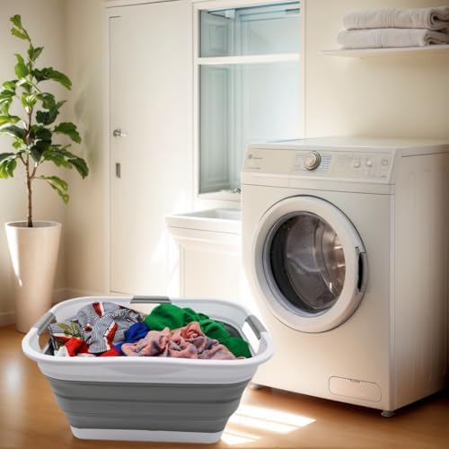 SAMMART Set of 2-30L (8 gallon) Collapsible Plastic Laundry Basket - Foldable...