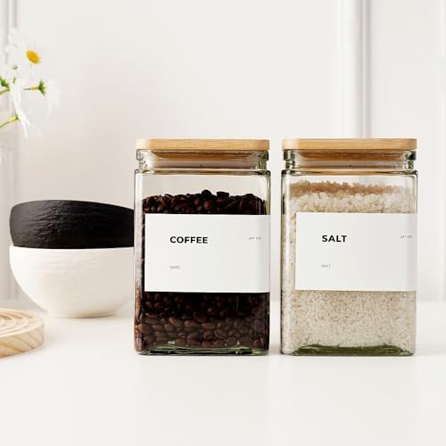 APT 1101 Glass Storage Jars with Bamboo Lid, glass canisters with airtight li...