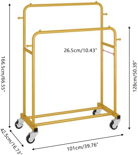 Laiensia Double Rods Garment Rack with Wheels, Clothing Rack for Hanging Clot...