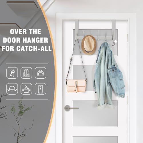 Uross (2 Pack Foldable Over The Door Hooks, Heavy Duty Over Door Hanger, Behi...