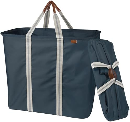 Collapsible Laundry Caddy LUXE (300D) - Navy Noir/Cream (2PK)
