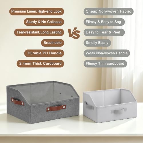 Bagnizer Closet Organizers and Storage, Linen Trapezoid Storage Bins with Han...