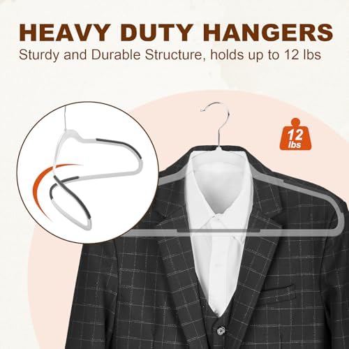 HOUSE DAY Non Slip Plastic Clothes Hangers 60 Pack with Rubber Pads, White