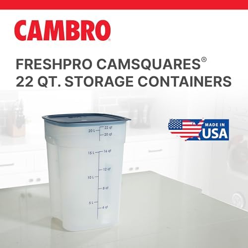 Cambro FreshPro 22 Quart (QT) Food Storage Container with Lid (Restaurant Gra...