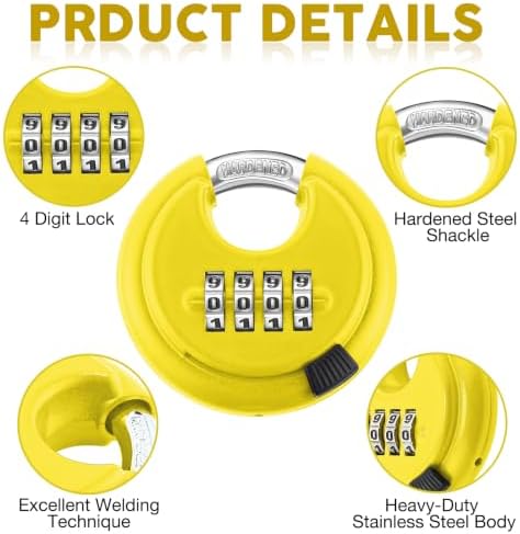 Maitys 10 Pack 4 Digit Combination Lock, Yellow