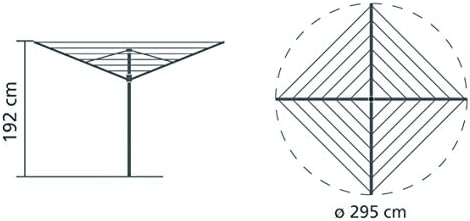 Brabantia Topspinner Outdoor 4 Arm Spinning Clothesline (164 ft/Ø 1.8") ...