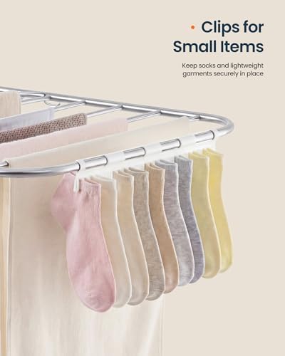 SONGMICS HOME Clothes Drying Rack with Wings, Foldable Laundry Rack with Sock...