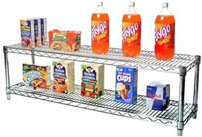 Shelving Inc. 12" d x 48" w Chrome Wire Shelving with 2 Tier Shelves