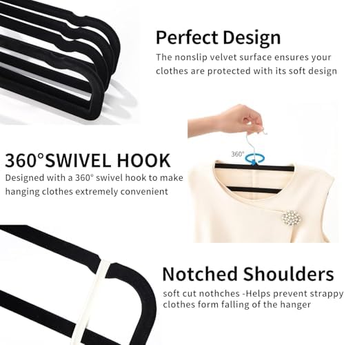 Velvet Hangers Non Slip - 20 Pack Pants Hangers for Closet - Thin Space Savin...