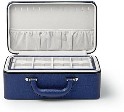 Oirlv Blue Leather Jewelry Box Handmade Travel Jewelry Organizer Storage Case...