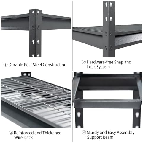 The Atlas 72" W Heavy Duty Garage Shelving Load 8000 Lbs, 4 Tier Metal S...