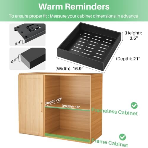 2Pack Pull out Cabinet Organizer, 21"Deep, Heavy Duty Full-extension Sli...