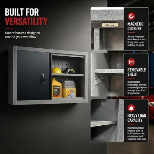 JZD Steel Wall Cabinet, Industrial-Grade Workshop Storage Solutions with Two ...