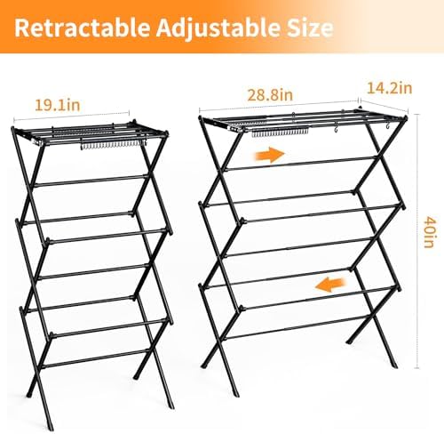 Clothes Drying Rack Foldable Drying Rack Clothing Black-1pack