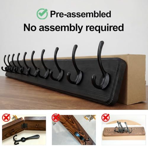 WEBI Coat Rack Wall Mount,38 9/16" Long,10 Hooks,Coat Hooks Wall Mounted...