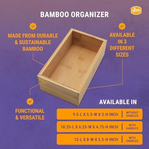 YBM Home Bamboo Storage Boxes with Handle, Organization Storage for Kitchen, ...