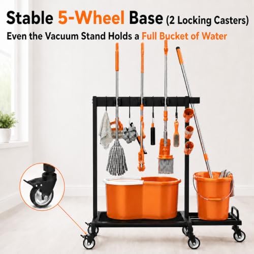 Broom Holder Cleaning Supplies Organizer with Mop Hanger and Vacuum Storage